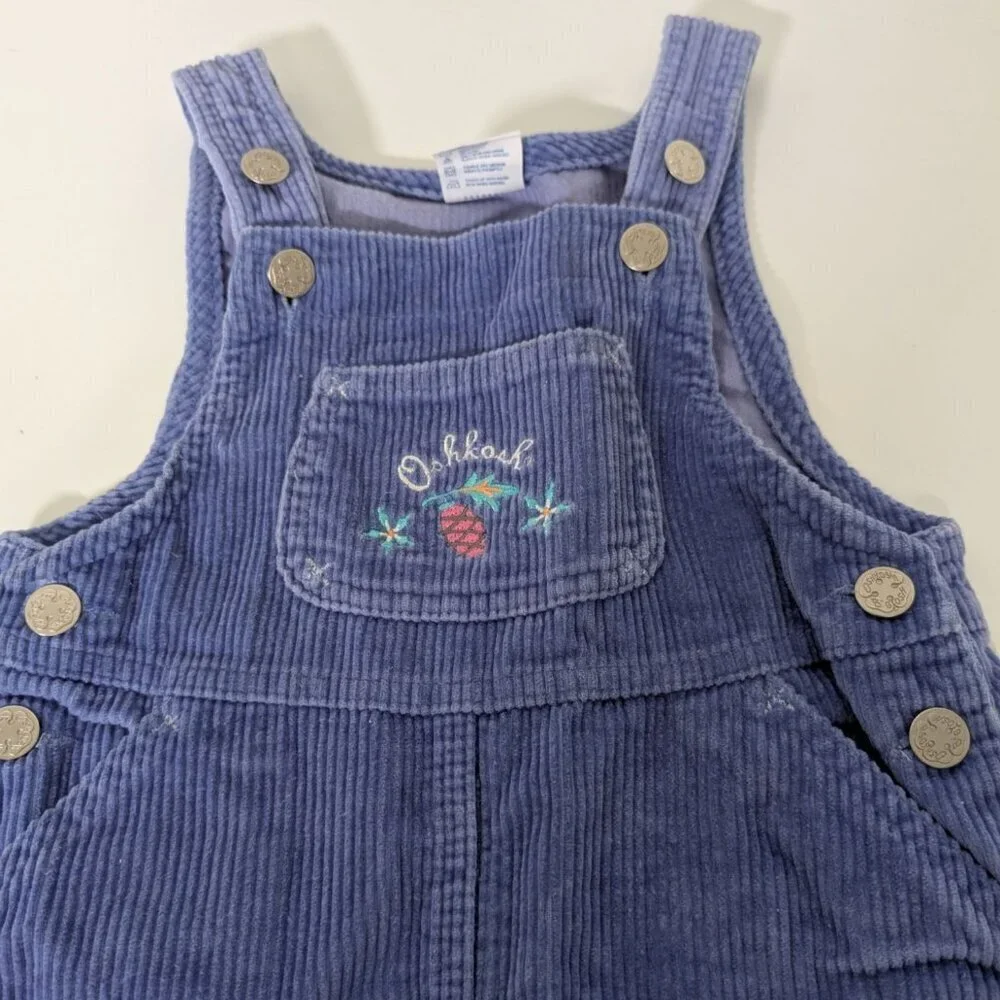 Vintage Oshkosh Bgosh Corduroy Overall Dress Girls Size 6X Purple Made in USA